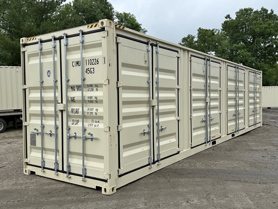 New (One-Trip) 40' shipping container delivered to Danvers, MA