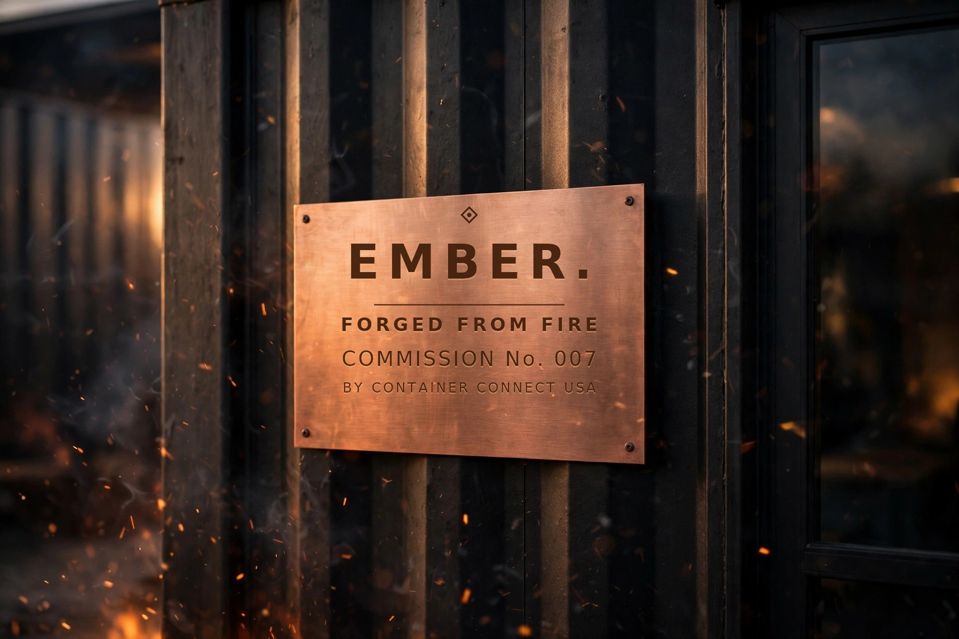 Ember copper plaque — Forged From Fire, Commission No. 007, by Container Connect USA