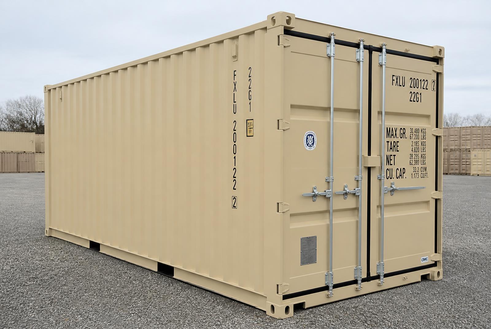 New (One-Trip) 20' shipping container delivered to Danvers, MA